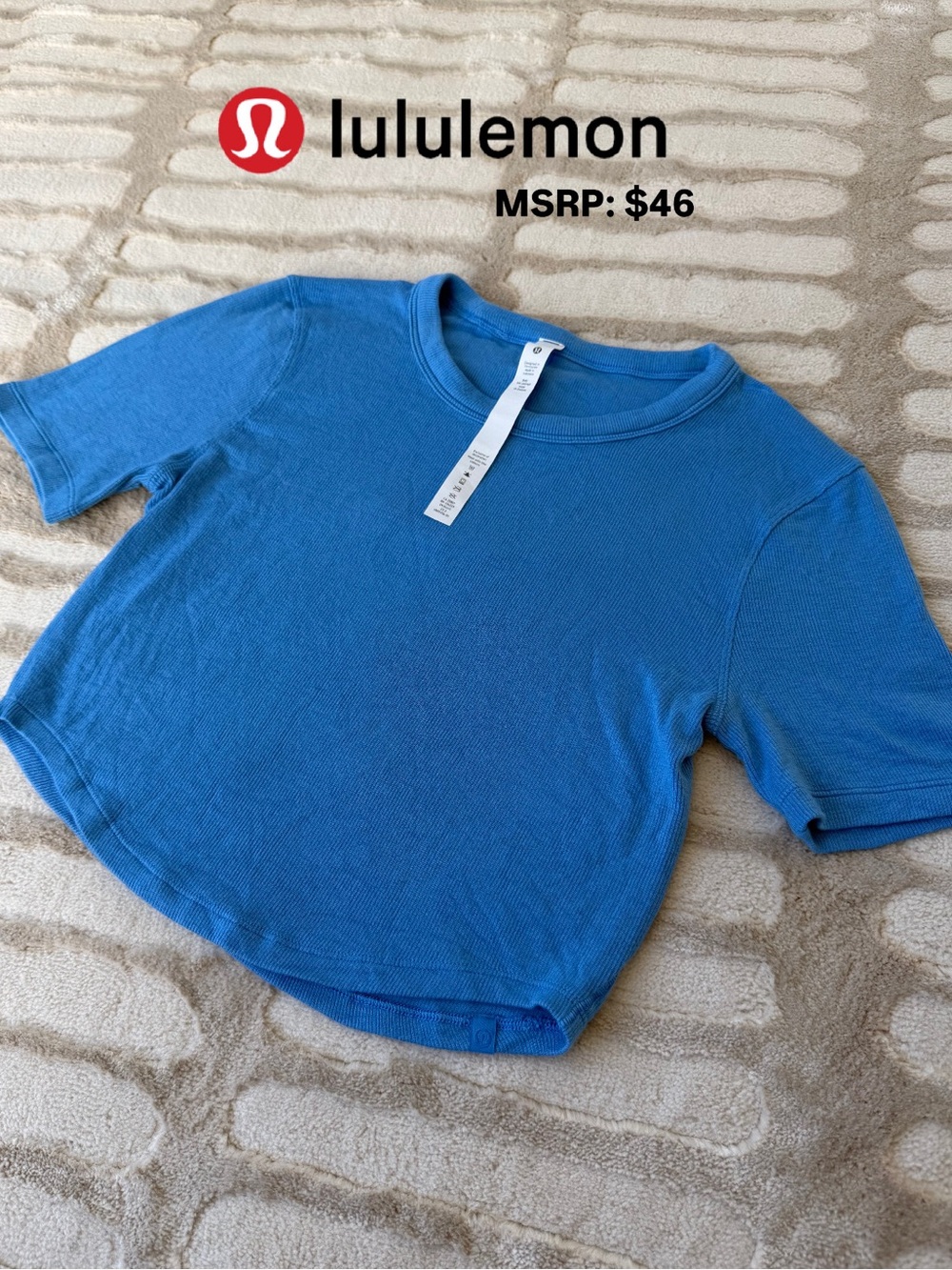 lululemon athletica Blue Short Sleeve Crop Top 4